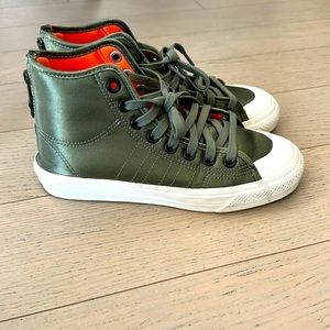 adidas nizza green satin low tops